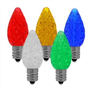 C7 LED Night Light Bulbs Faceted Multicolors in 120V E12