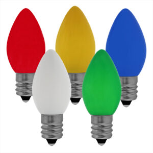 C7 Base LED Light Bulbs Opaque Multicolors in 120V E12