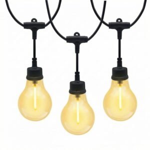 Commercial A19 LED meteor shower string lights with chasing filament for outdoor display