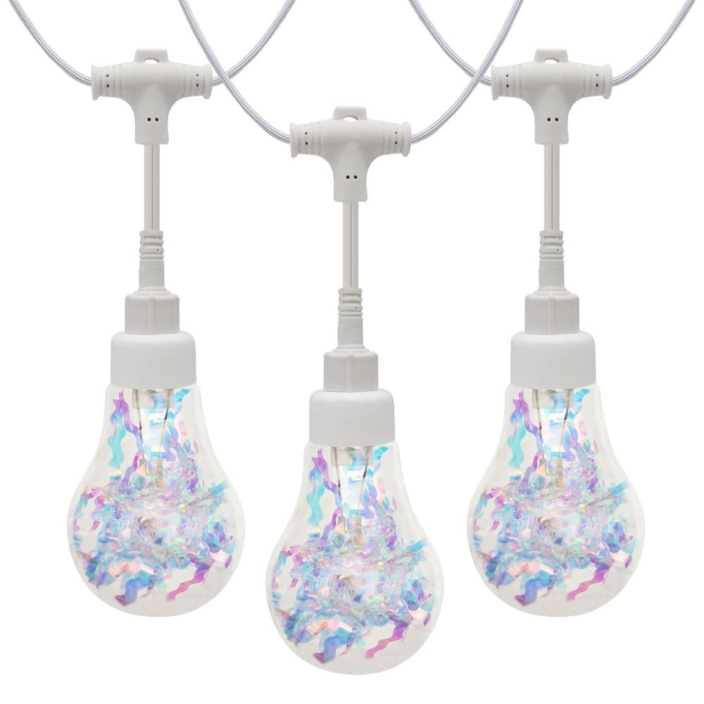 Commercial IP65 waterproof A19 string lights with rainbow reflective strips for outdoor decor