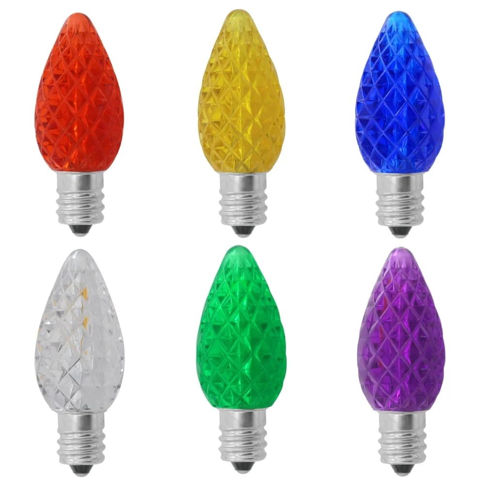 Wholesale faceted multicolor C7 LED replacement bulbs for Christmas string lights