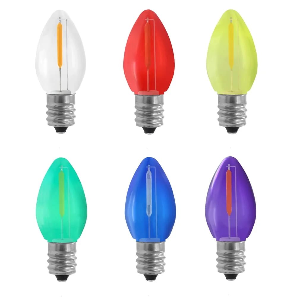 Wholesale multicolor C7 LED filament replacement bulbs for festive outdoor string lights