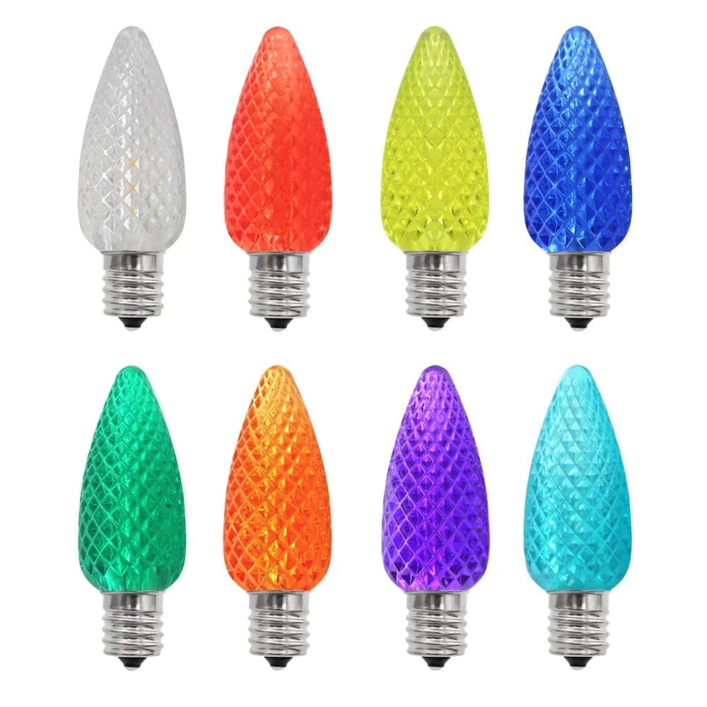 Wholesale faceted multicolor C9 LED replacement bulbs for Christmas string lights