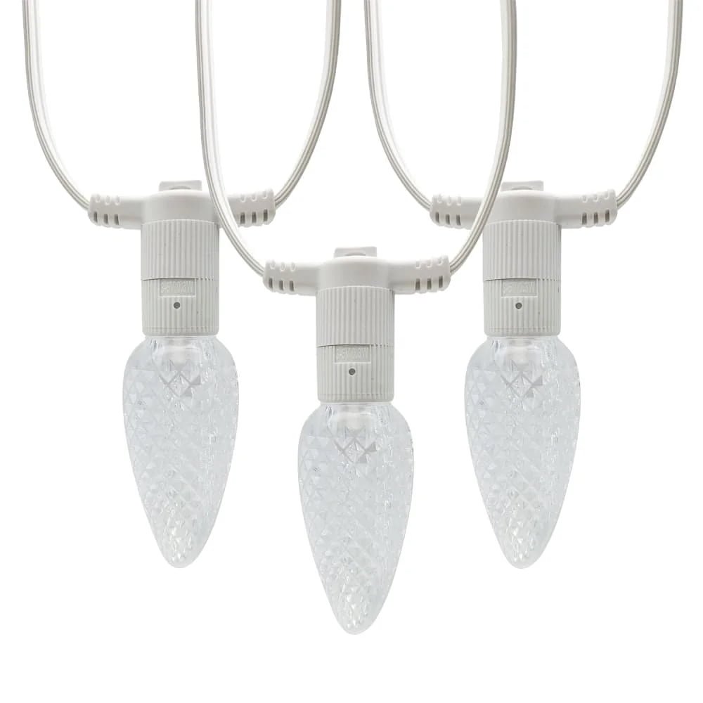 Commercial C9 faceted strawberry RGBW LED string lights white wire for holiday wholesale