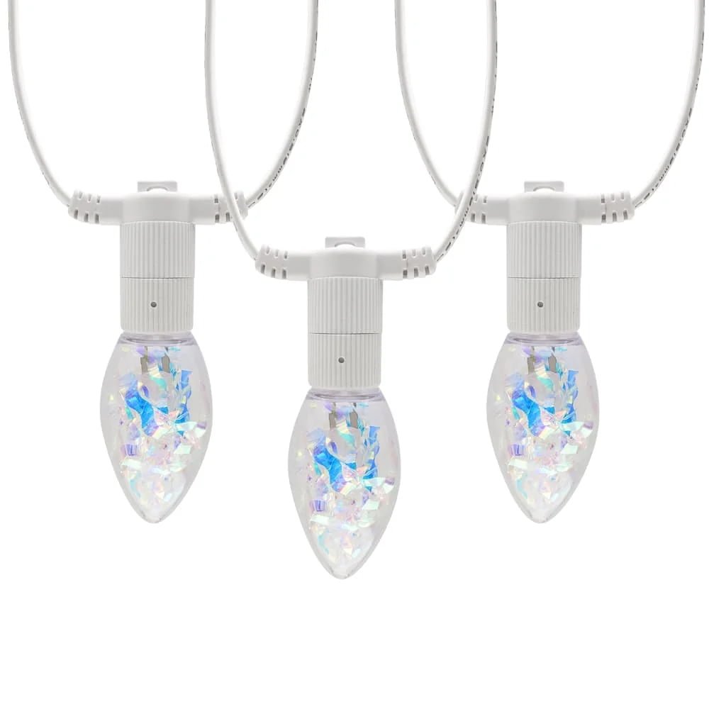 Commercial C9 RGBW LED string lights with rainbow reflective strips for holiday wholesale