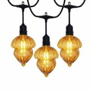 Patented vintage amber gourd LED string lights with heavy duty wire for outdoor decoration