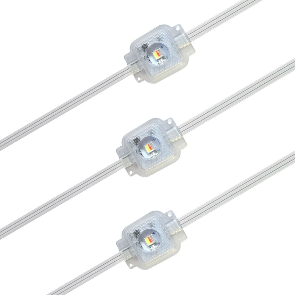 Commercial 24V RGBW LED eave lighting modules for permanent outdoor holiday installation