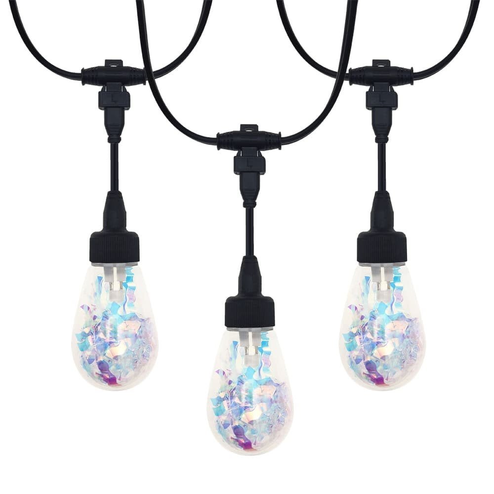 Commercial S14 LED string lights with rainbow reflective internal strips for outdoor events