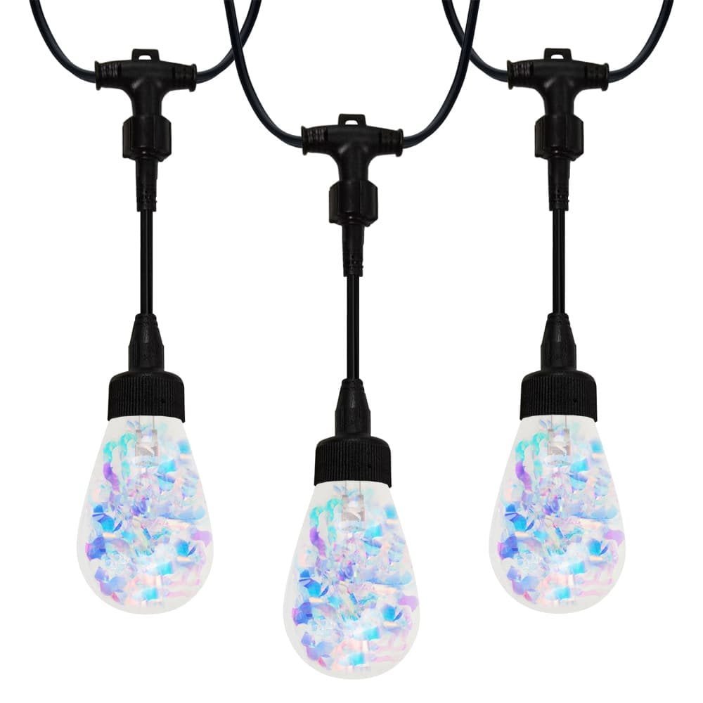 High-brightness S14 RGB string lights with rainbow reflective internal strips for waterproof outdoor decor