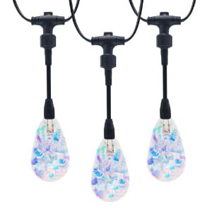 Small diameter S14 RGB string lights with inner rainbow reflective strips for commercial decor