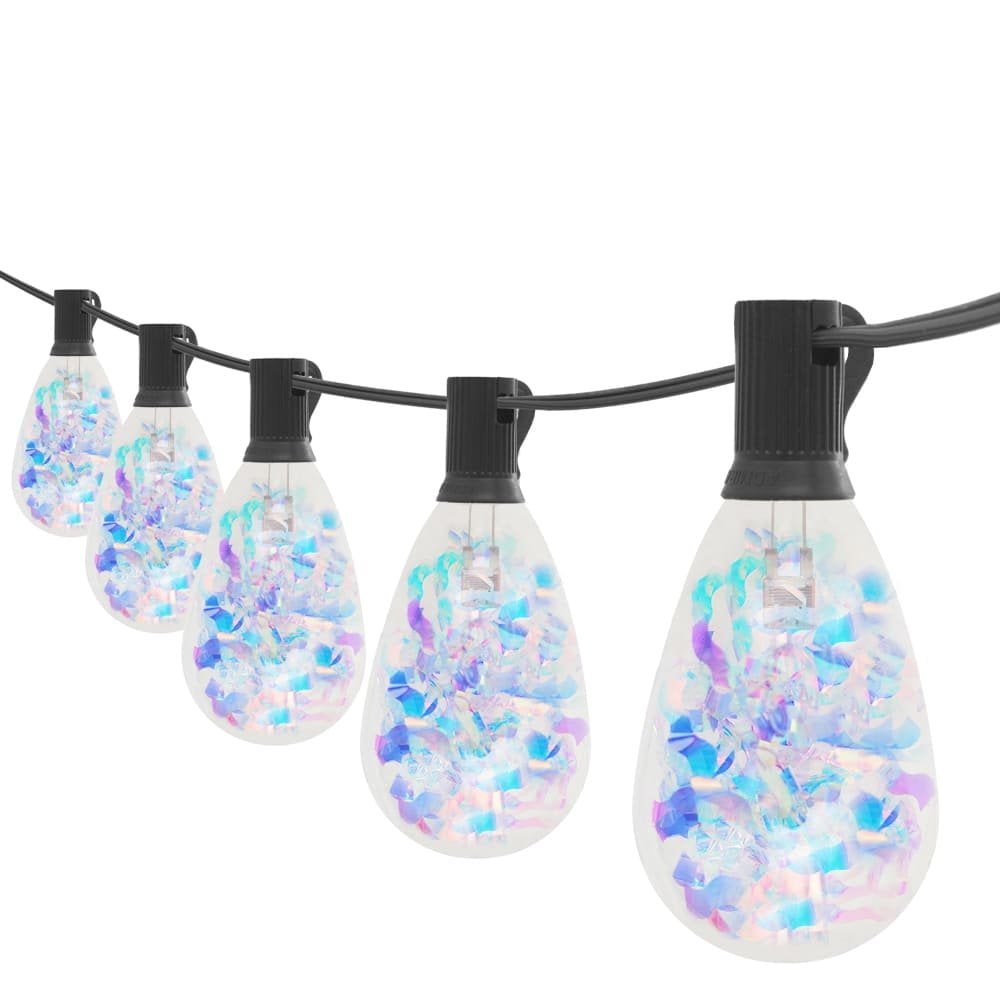Commercial S14 E12 LED string lights with rainbow reflective inner bulbs and slim design