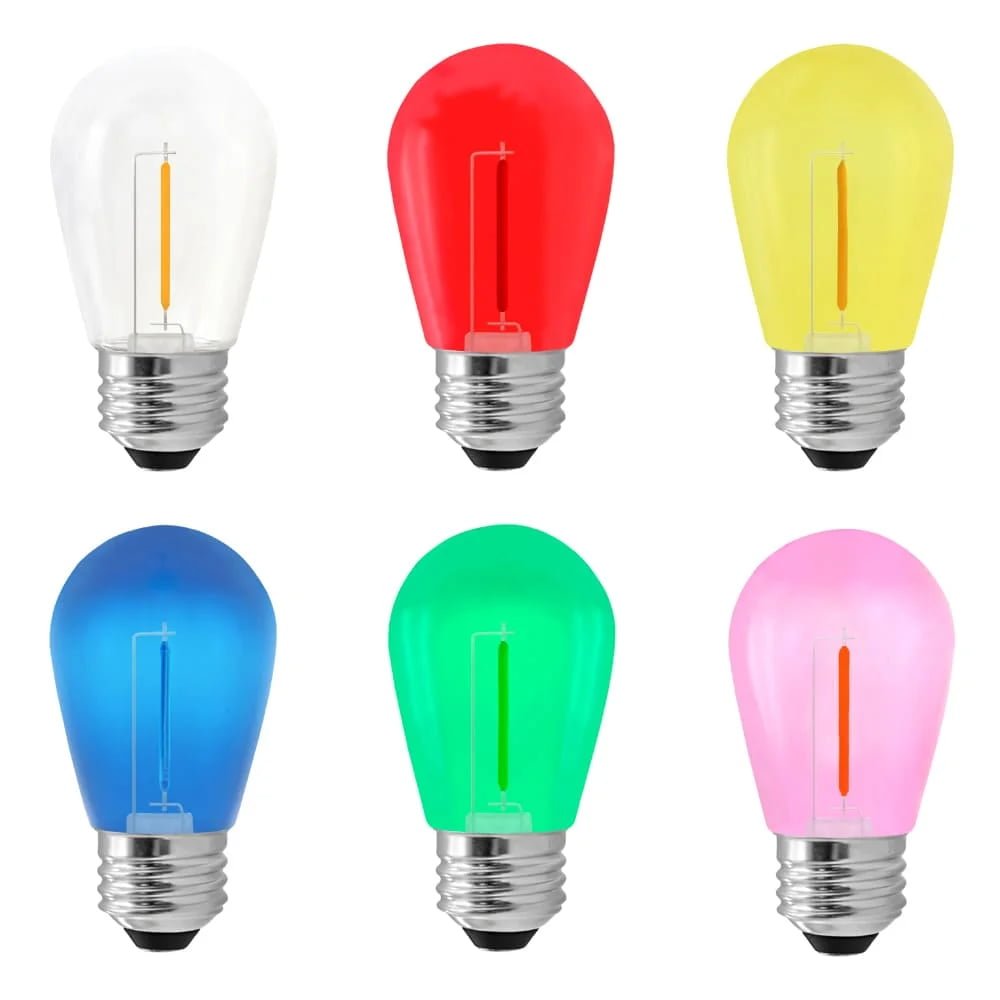 Wholesale transparent colored S14 E26 0.7W LED filament bulbs for outdoor string lights
