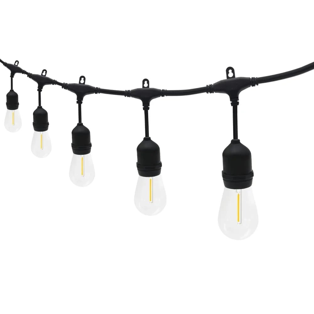 Commercial E26 base outdoor string lights with IP65 waterproof clear S14 bulbs