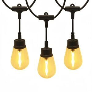 Commercial S14 LED filament drop pendant string lights with dynamic meteor shower chasing effect