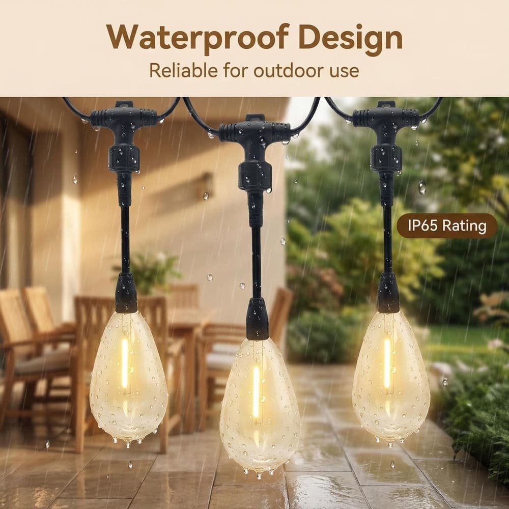 IP65 waterproof S14 drop string lights with rain protection for outdoor commercial applications