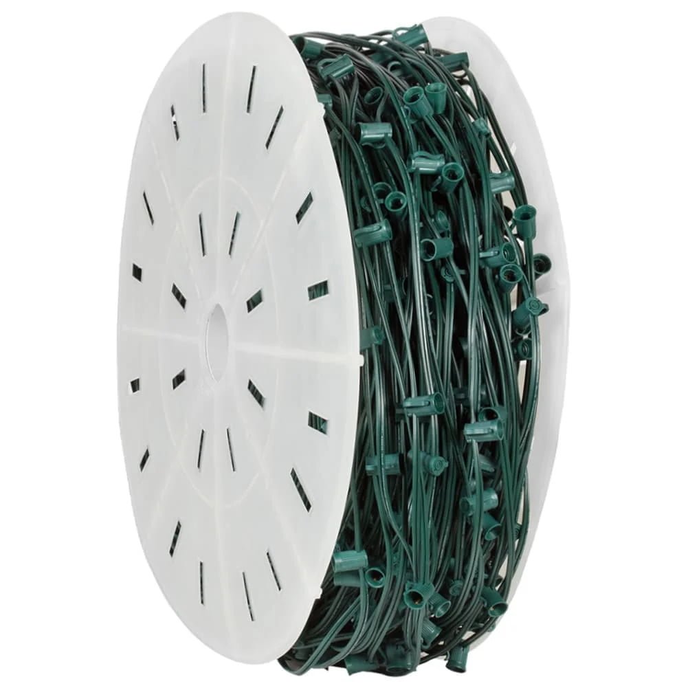 Bulk commercial C7 E12 socket string light reel green SPT-1W wire for professional installation