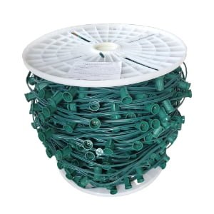 Bulk commercial C9 E17 socket string light reel green SPT-1W wire for professional installation