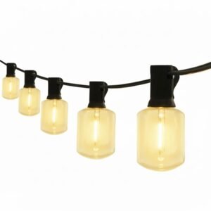 Commercial patented shatterproof square LED cube string lights on black wire