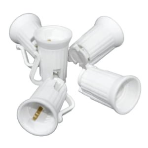 Bulk white plastic C9 E17 lamp holders for custom string light manufacturing