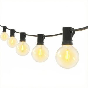 UL listed G40 LED string lights with shatterproof filament bulbs and built-in hanging hooks