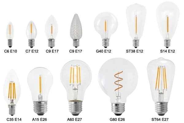 LED bulb shapes and sizes comparison chart