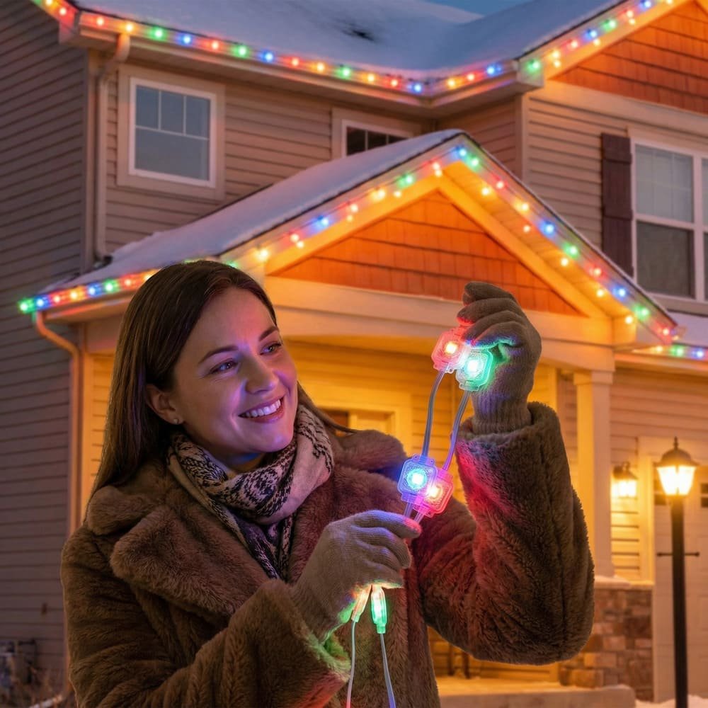 Festive waterproof permanent outdoor LED eaves lights for residential holiday decoration