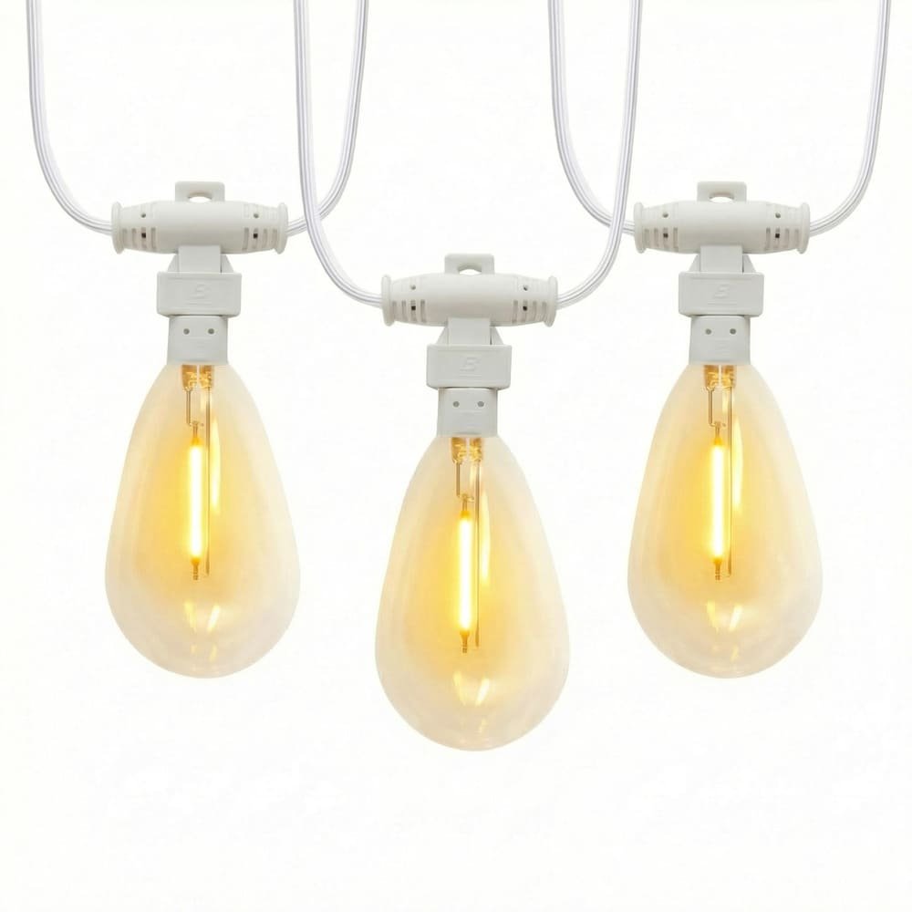 Patented white S14 string lights with flat-top injection sockets and IP65 waterproof design