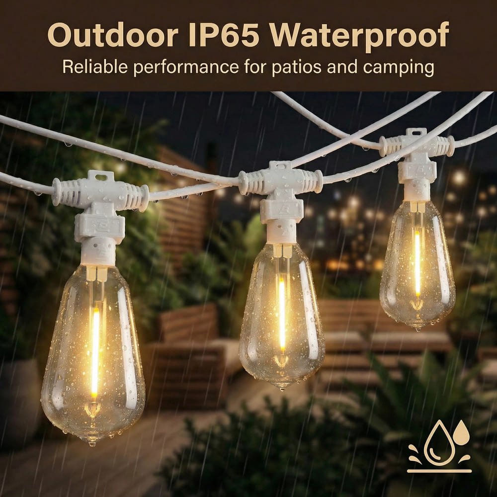 Reliable IP65 waterproof ST38 string lights for outdoor patios and camping in rain