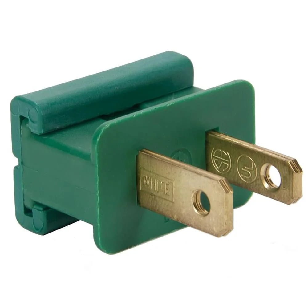 Green flat blade male plug connector for SPT-1W wire C7 C9 string light repair