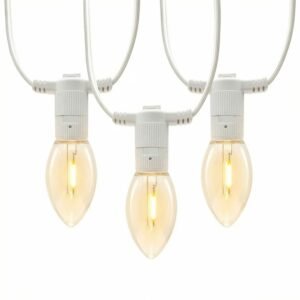 Patent-pending commercial C9 LED string lights with dual-mount sockets and IP65 waterproof replaceable filaments