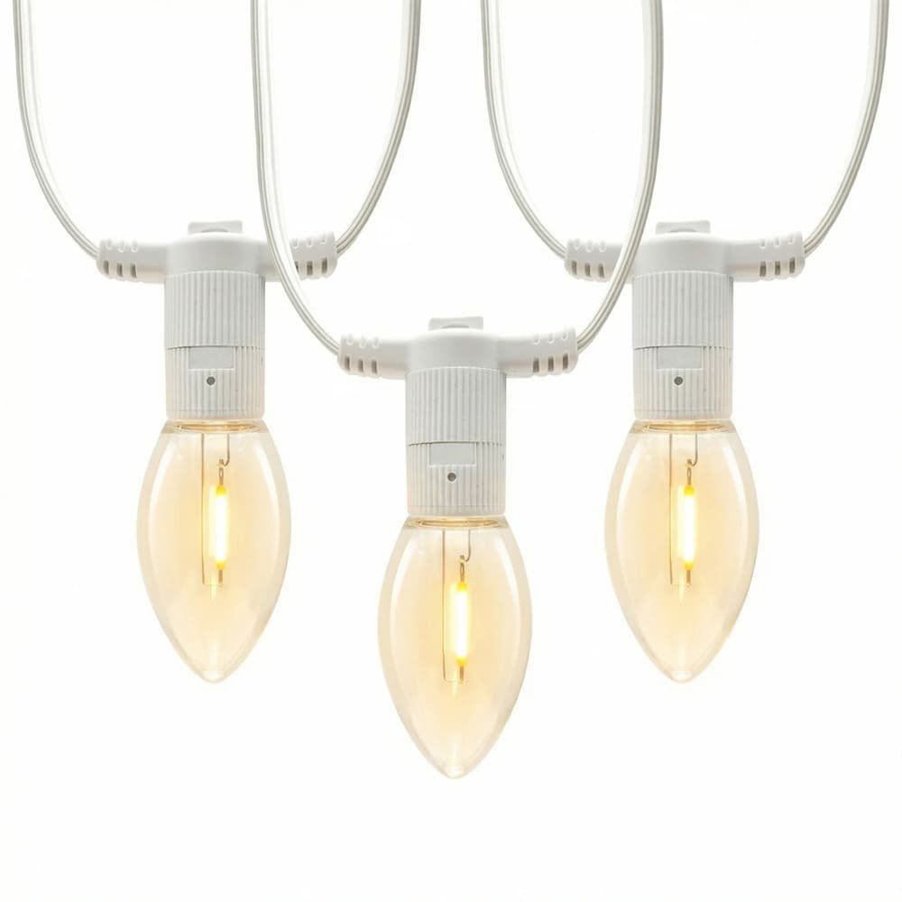 Patent-pending commercial C9 LED string lights with dual-mount sockets and IP65 waterproof replaceable filaments