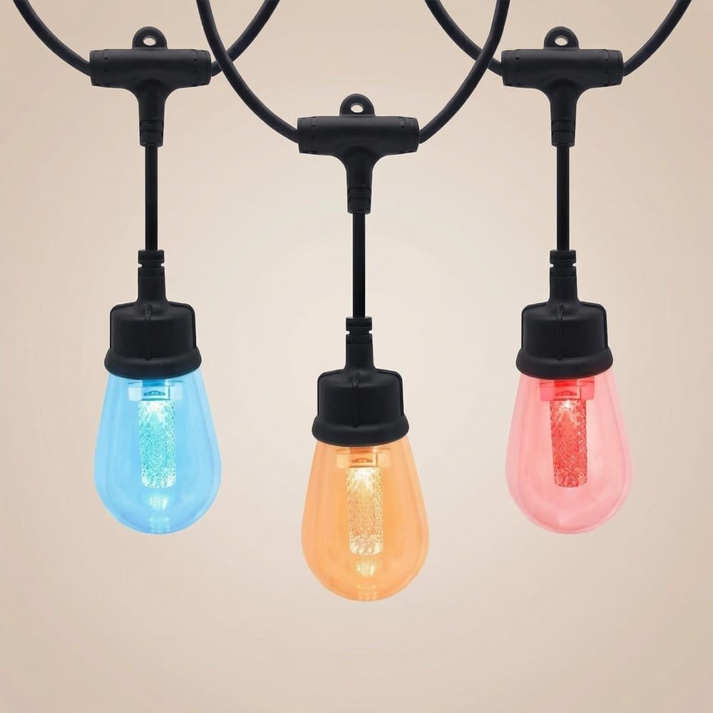 Commercial S14 drop pendant string lights with RGB light guide pillar bulbs