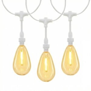 White suspended S14 drop socket string lights, IP65 waterproof patented design for commercial wholesale