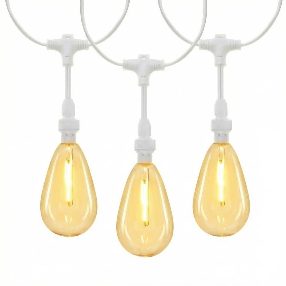 White suspended S14 drop socket string lights, IP65 waterproof patented design for commercial wholesale