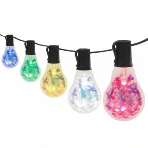 Patented A19 RGB holographic LED string lights with colorful sparkle effect for holiday decor
