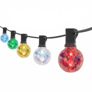 US patented RGB G40 string lights with holographic filament effect for commercial outdoor decoration