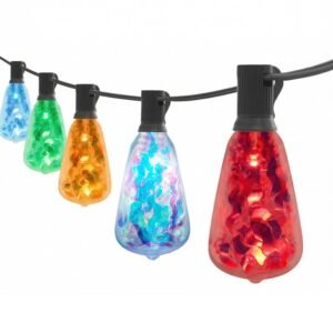 Patented ST38 RGB holographic LED string lights with vintage shape for festive outdoor decoration