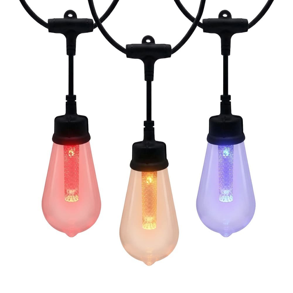 Vintage ST48 RGB drop pendant string lights with light guide pillars for commercial display